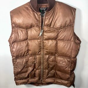 Vintage Bailey Honker Men’s Goose Down Vest 44 XL Brown Pockets Y2K Puffer Vest